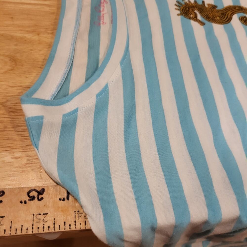 NWT Lily Pulitzer  blue white striped seahorse gold sequin embellishment - Picture 6 of 8